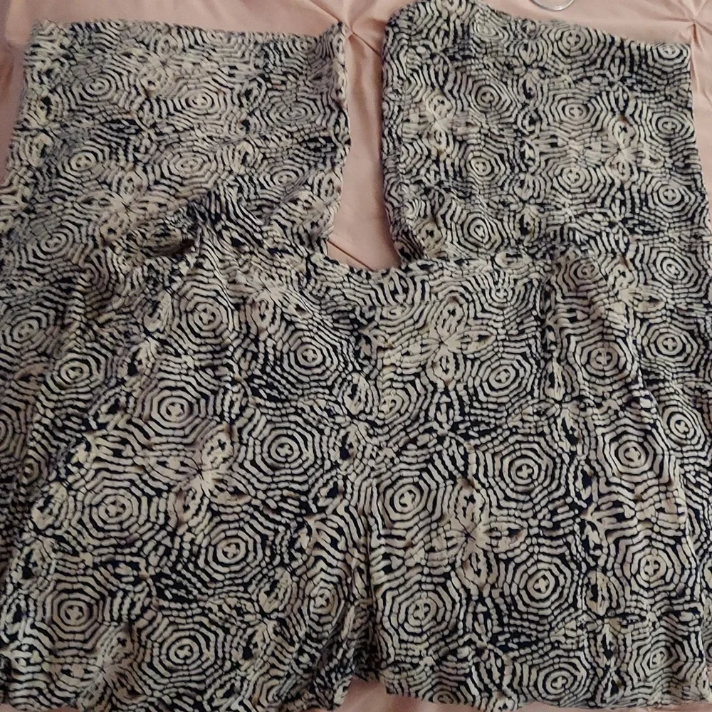 Solitaire Palazzo Abstract Black/Tan Womens Pants Sz M